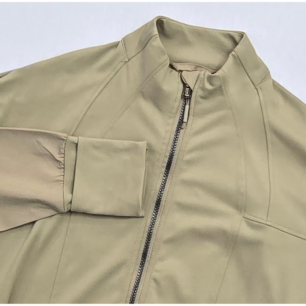 Kyodan Womens Tan Khaki Full Zip Mock Neck Active Jacket Small